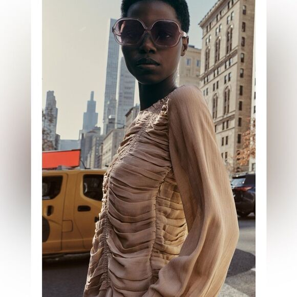 Zara viscose blend ruched draped top - Picture 5 of 5